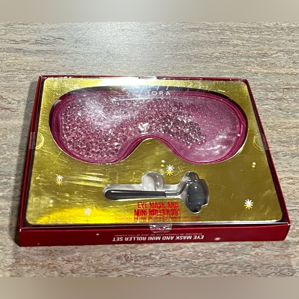 NIB Sephora Pink Eye Mask and Mini Roller Set